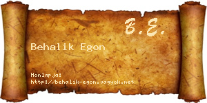 Behalik Egon névjegykártya